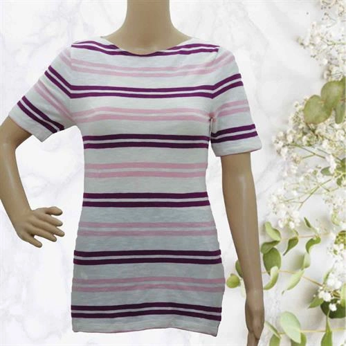 MARC-O-POLO TOP WHITE-PINK-PURPLE STRIPES - FREE SIZE
