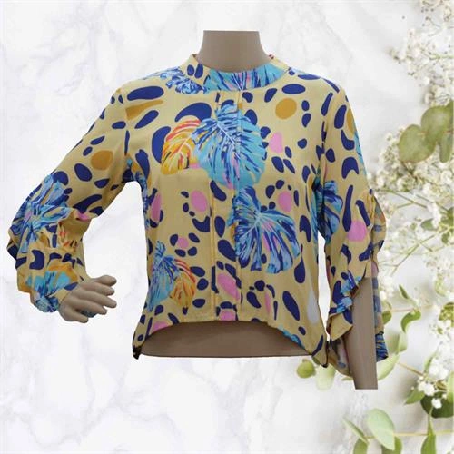 CROP TOP PRINTED YELLOW- FREE SIZE