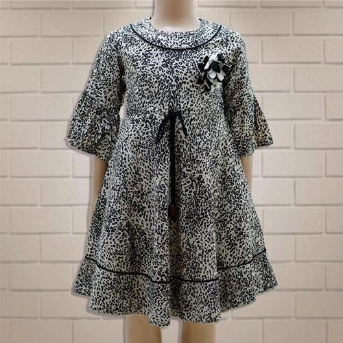 G.GIRL FROCK PANTHER PRINTED BLACK- 10 Y