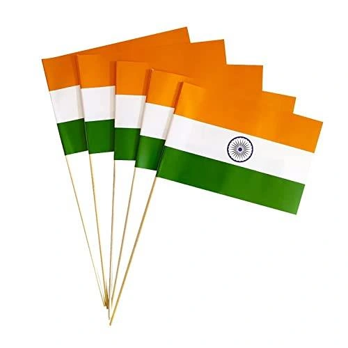 Tricolor India Hand Waving Flag Pack of 10 PCS