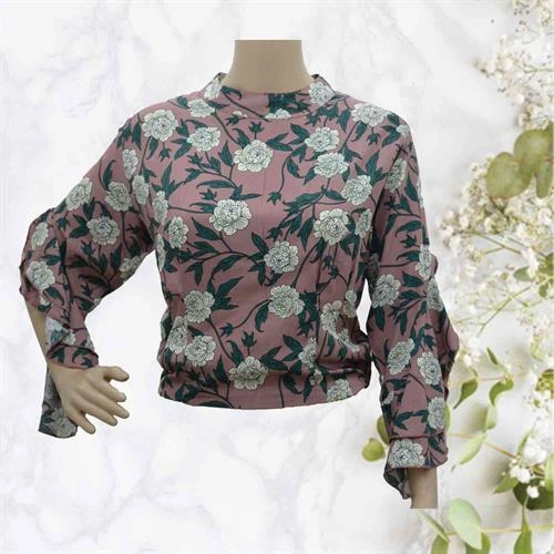 CROP TOP FLORAL PRINTED PINK- FREE SIZE