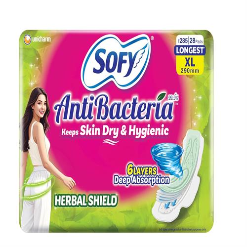 SOFY ANTI-BACTARIA XL WINGS SANITARY 28PAD