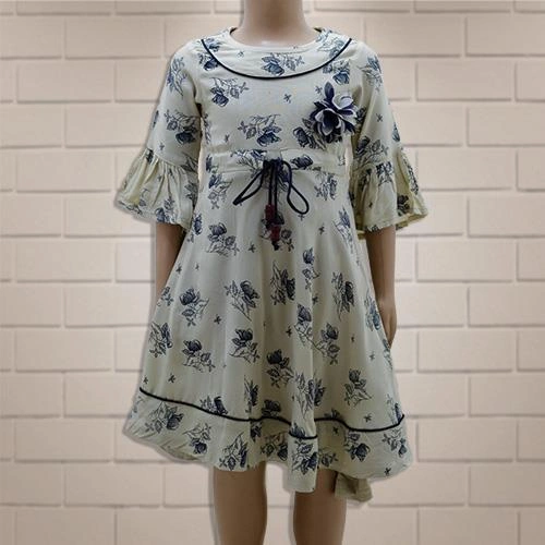 G.GIRL FROCK CREAM FLORAL PRINTED- 10 Y