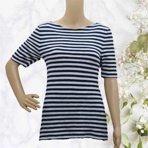 MARC-O-POLO TOP NAVY-WHITE STRIPES- FREE SIZE