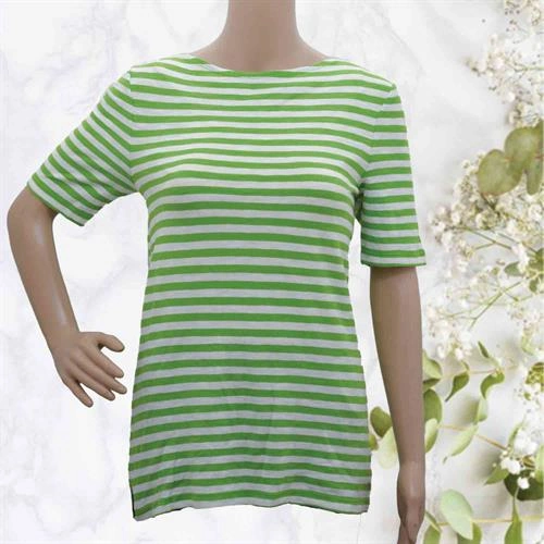 MARC-O-POLO TOP GREEN-WHITE STRIPES - FREE SIZE