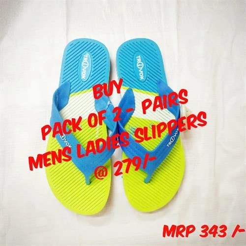 PACK OF 2-PAIRS TRV MENS-LADIES SLIPPERS 9