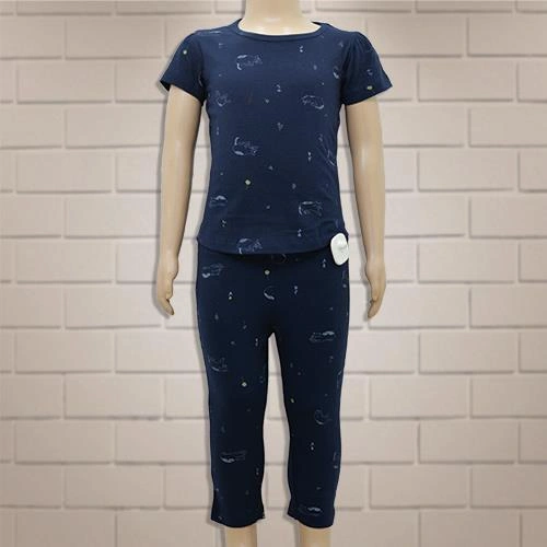 KIDS M-ONE CASUAL T-SHIRT & LOWER SET DARK NAVY-6 Y