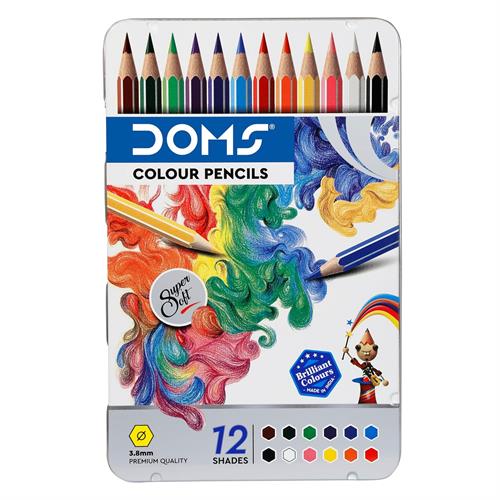Doms 12 Shades Super Soft Color Pencils Flat Tin Box